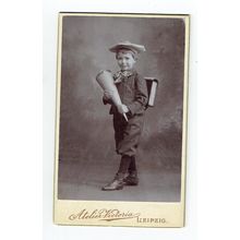 Victorian cdv photo boy holding cone Leipzig Germany photographer