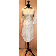 James Lakeland Shirt Dress Silk Gold Pinstripe Embroidery Size S 8 UK