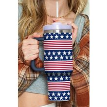 Bluing Stars and Stripes Print Handled Thermos Cup 40oz
