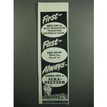 1951 Alka-Seltzer Medicine Ad - First Fast