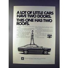 1972 Chevrolet Vega Car Ad - Has Two Roofs!