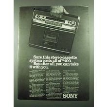 1976 Sony CF-580 Cassette Recorder Ad - Take With You