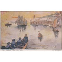 French Sailors Approaching Tall Ship Antique France Bulls Trading Card Postcard
