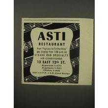 1956 Asti Restaurant Advertisement