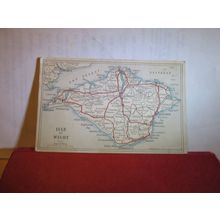ISLE OF WIGHT map unused antique postcard by G W Bacon of London Excelsior =