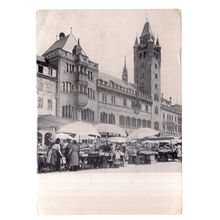COUNCIL HOUSE OF BASEL, SWITZERLAND used postcard 1953 Swiss Shortwave Service =