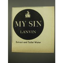 1953 Lanvin My Sin Perfume Advertisement - Extract and Toilet Water