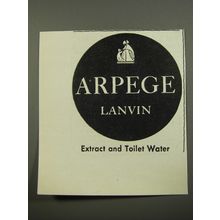 1953 Lanvin Arpege Perfume Advertisement - Extract and Toilet Water
