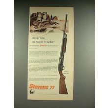 1958 Stevens Model 77 Pump Gun Ad - Drop 'Em