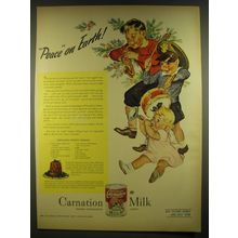 1945 Carnation Evaporated Milk Ad - recipe for Carnation Holiday Pudding