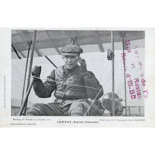 Geo Chavez Biplane Farman Rare Antique French Plane Old Postcard
