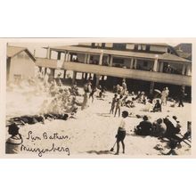 Sunbathers at Muizenberg Beach South Africa Antique RARE Postcard