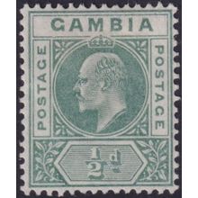 Gambia 1902 ½d Green with Dented Frame Variety