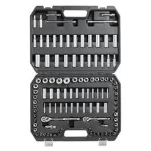 Socket Set, 1/4" and 3/8" Drive Socket and Ratchet Set, 6-Point Socket Openi...