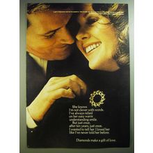1974 De Beers Diamonds Ad - She knows I'm not clever with words