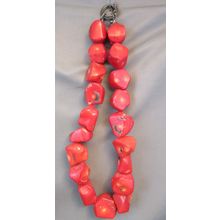 MASSIVE HEAVY CHUNKY STERLING SILVER & RED CORAL BEAD 17" NECKLACE 7.1 oz