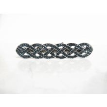 Blue crystal art deco hair barrette clip bridal for fine thin hair