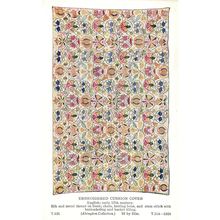 17th Century Antique Embroidered Basket Filling Cushion Cover Postcard