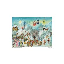 ADV70142 - Sellmer Advent Calendar - Snow Scene Skiing - 10.5"H x 14.5"W x .1"D