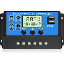 30A PWM Solar Panel Charge Controller 12/24V Auto LCD Display Dual USB Timer Set