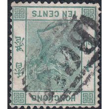 Hong Kong 1884 10c Green Watermark Inverted