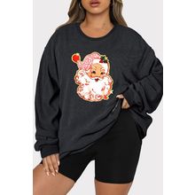 Black Plus Size Santa Claus Patched Textured Sweatshirt