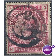 1883 SG180 5/- Rose Fine Used Check Letters "NF".