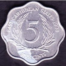 1992 East Caribbean States 5 Cents Coin