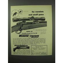 1950 Weaver Model K4 Scope Ad - For Varmints