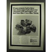 1971 Blue Cross Blue Shield Ad - Salesman's Triplets