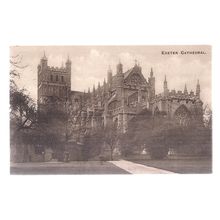 EXETER CATHEDRAL, DEVON used vintage postcard 1919 by Boots, chemists Pelham =