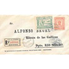 Uruguay #C9 1925 Monteivdeo Air Mail REGISTERED First Day Cover FDC