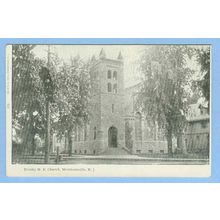 New Jersey Merchantville Trinity M E Church View Of Tree Shrouded Large Ol~765