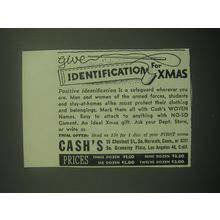 1945 Cash's Woven Name Tags Ad - Give identification for Xmas