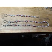Bracelet and necklace Rose Quartz and glass