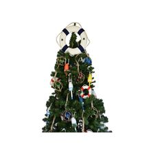 Pack Of 2] White Lifering with Blue Bands Christmas Tree Topper Decoration