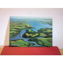 AERIAL VIEW, RIVER FAL AND CARRICK ROADS, CORNWALL unused antique postcard =