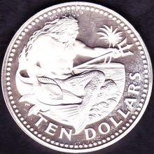 1975 Barbados $10 Silver Proof Coin Neptune