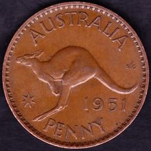 1951 PL Australia 1 Penny Coin