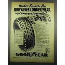 1939 Goodyear G-3 All-Weather Tires Ad - Longer Wear