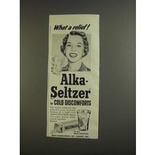 1955 Alka-Seltzer Medicine Ad - What a Relief