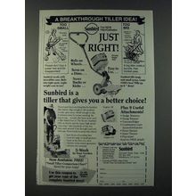 1986 Sunbird Tiller/Cultivator Ad - A breakthrough Tiller idea!