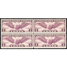 C12, MNH 5¢ VF Block of Four Stamps CV $70 - Stuart Katz