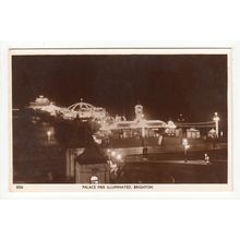 Illuminated Palace Pier Brighton Postcard RP East Sussex