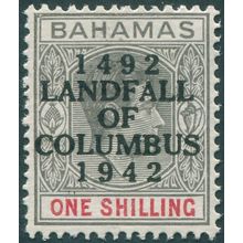 Bahamas 1942 1s black & carmine SG171a unused