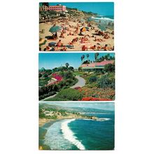 3 postcards lot USA CA California Laguna Beach Victor Hugo Crescent Bay 1970s