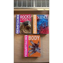 3 books - mini encyclopedia: Body / Science / Rocks & Fossils