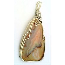 Banded Agate Nickel Silver Wire Wrap Gemstone Pendant 14
