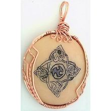 Celtic Knotwork Scrimshaw Copper Wire Wrap Pendant 10