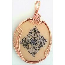 Celtic Knotwork Scrimshaw Copper Wrap Pendant 10